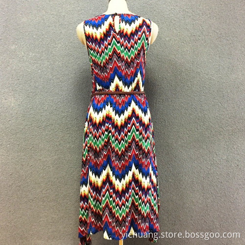 Women's viscose print elastic long dress
